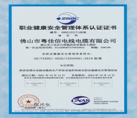 職業(yè)健康安全管理體系認證證書